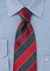 Cravate rayures rouge cerise gris XXL