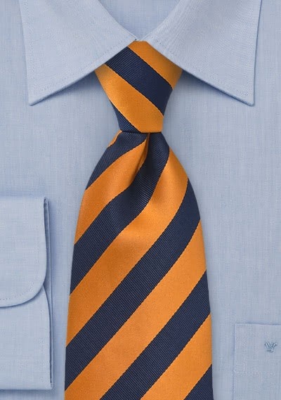 Krawatte Streifendesign orange navyblau