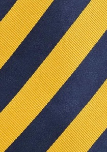 Cravate bleu marine rayures jaune soleil