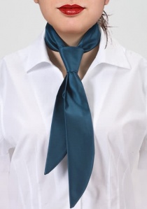 Cravate de service femme bleu-vert microfibre