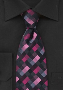 Cravate mosaïque rose gris