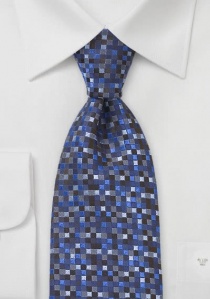 Cravate mosaïque bleu noir gris