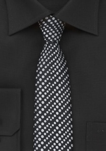 Cravate étroite noir argent pois