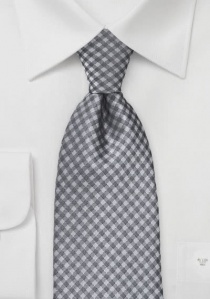 Cravate petits carreaux gris argenté