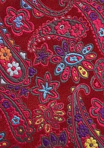 Cravate rouge fleurs multicolores