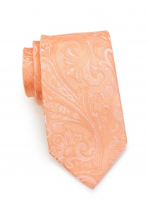 Set cravate et pochette Paisley abricot
