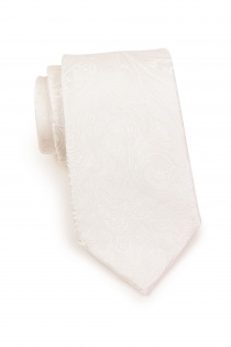 Cravate business élégant motif paisley vieux blanc