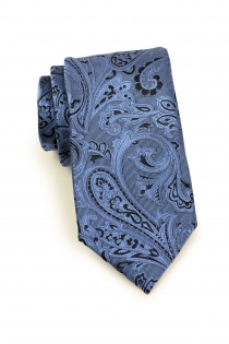 Cravate homme cultivé Paisley bleu léger noir