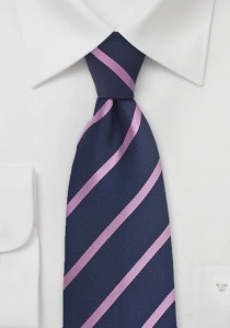 Cravate bleu marine rayures violette