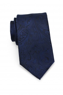 Cravate XXL motif paisley bleu marine