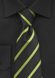 Cravate noire rayée vert pomme