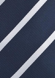 Cravate bleu marine rayures blanc perle