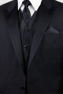Set cravate foulard noir profond structure