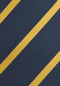 Cravate bleu marine rayures jaunes