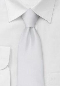 Cravate extra longue blanc pur unie