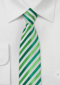 Cravate business étroite microfibre à rayures vert