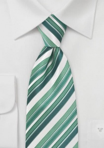 Cravate blanche rayures nuances vertes