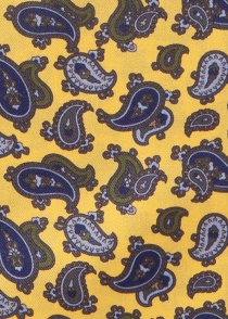Foulard-cravate motif paisley raffiné jaune