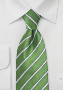 Cravate vert soutenu rayures blanches
