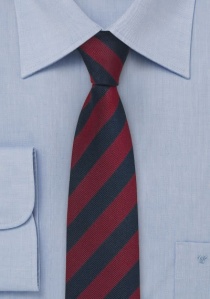 Cravate étroite classique rouge bleu marine