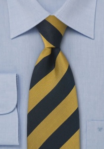 Cravate club jaune moutarde bleu marine larges