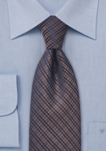 Cravate XXL carreaux cuivre bleu marine
