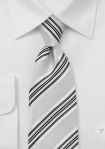 Cravate rayures gris argent blanc perle