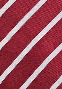 Cravate rayée en blanc et rouge cerise