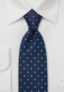 Cravate XXL bleu marine à pois bleu clair
