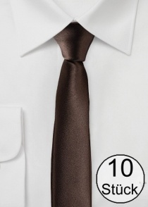 Cravate extra fine brun foncé - pack de dix