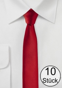 Cravate extra fine rouge cerise - pack de dix