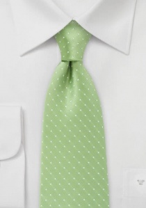 Cravate vert tendre pois blancs
