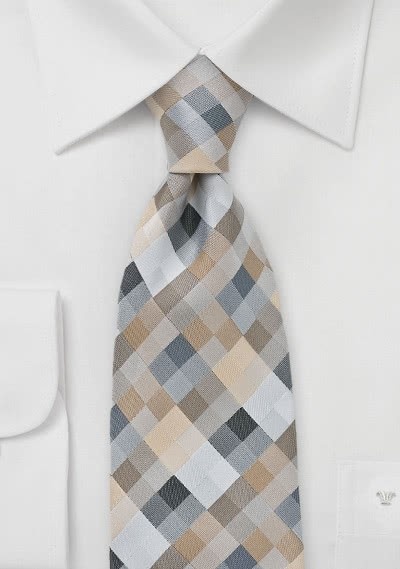 Cravate mosaïque nuances taupe gris