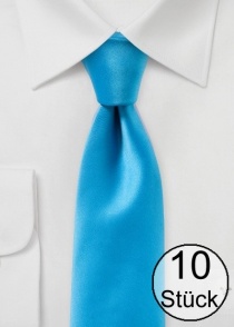 Cravate unie polyfibre bleu cyan - pack de dix