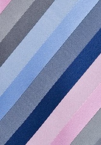 Cravate rayée rose bleu argent