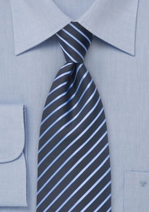Cravate bleu marine rayures fines bleu ciel