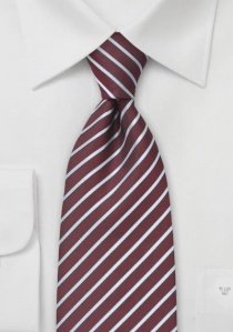 Cravate rouge foncé rayures fines gris clair