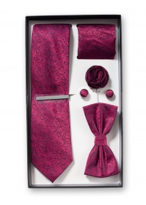 Coffret cadeau motif paisley rouge avec cravate