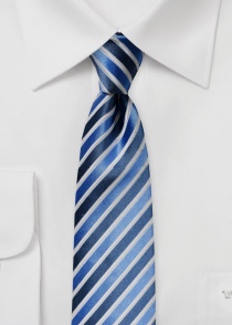 Cravate noble à rayures bleu glacier blanc