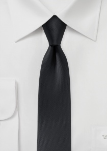 Cravate étroite unie à rayures structure noir