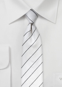 Cravate homme rayures fines blanc neige noir