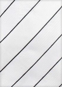 Cravate homme rayures fines blanc neige noir