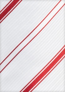 Cravate homme rayée blanc perle rouge