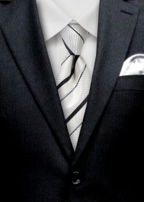 Cravate homme à rayures élégantes blanc noir gris