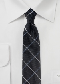 Cravate XXL carreau ligne élégante asphalte noir