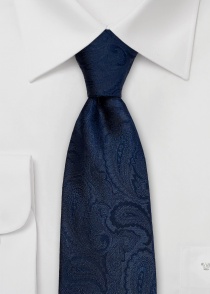 Cravate élégante motif paisley bleu marine