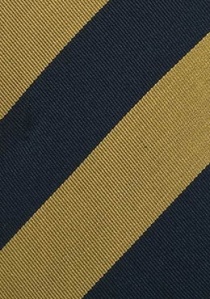 Cravate régimentaire bleu marine moutarde XXL
