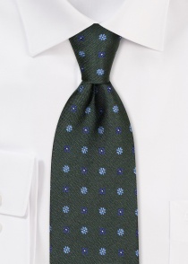 Cravate en soie avec motif floral olive chiné