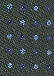 Cravate en soie avec motif floral olive chiné