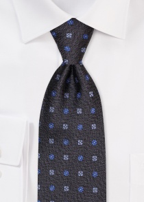 Cravate en soie motif floral bleu marine marbré